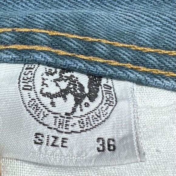 Diesel Basic Jeans Saddle Denim Men’s 36X27 Green Denim Straight Fit Raw Hem - Picture 12 of 14